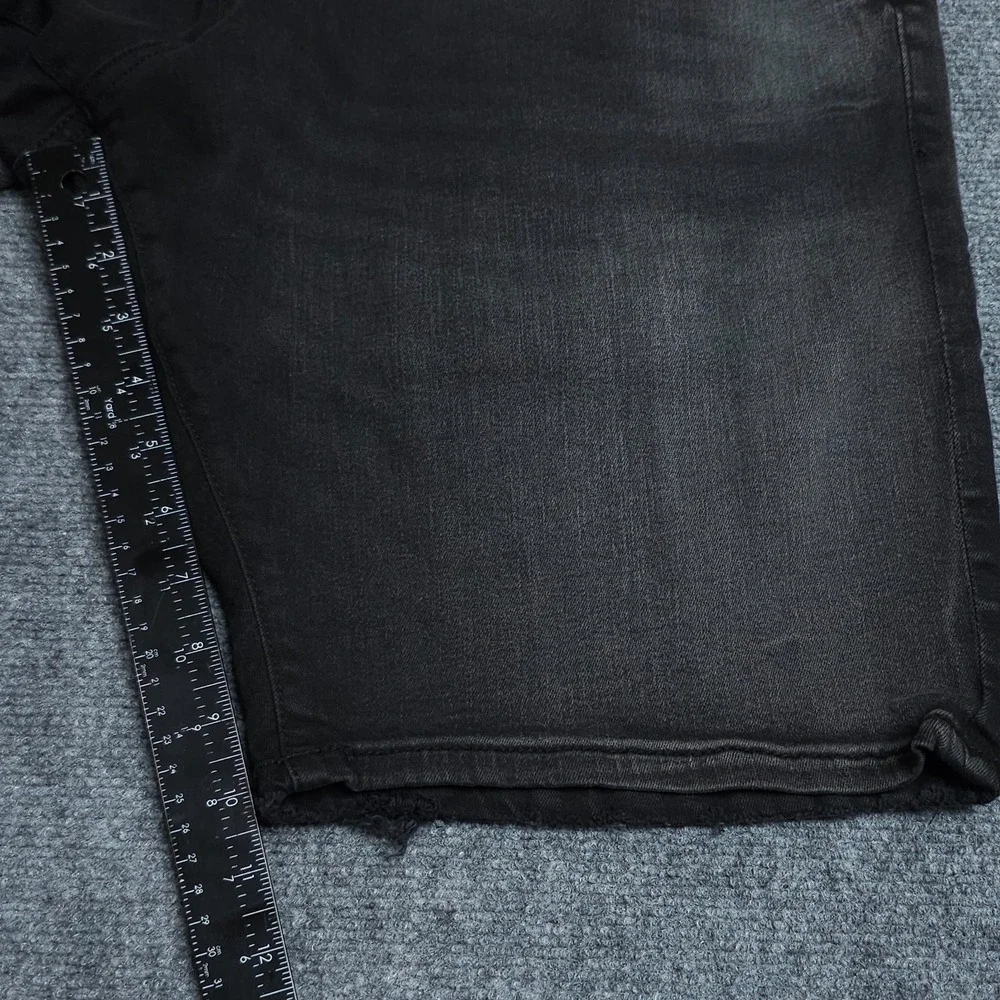 Jordan Craig Jean Shorts Mens 40 Black Bermuda Faded Denim Frayed Jorts Hip Hop
